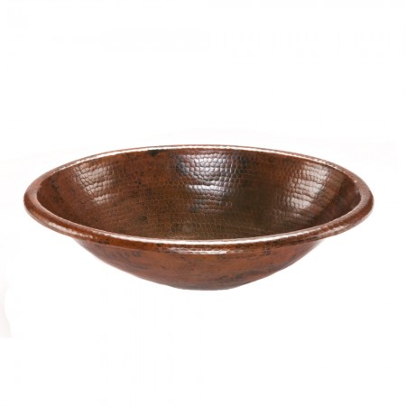 Lo19rdb 19 In. Oval Self Rimming Hammered Copper Sink