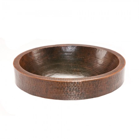 18 In. Oval Skirted Vessel Hammered Copper Sink