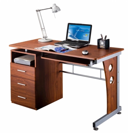 Computer Desk With Storage - Mahogany