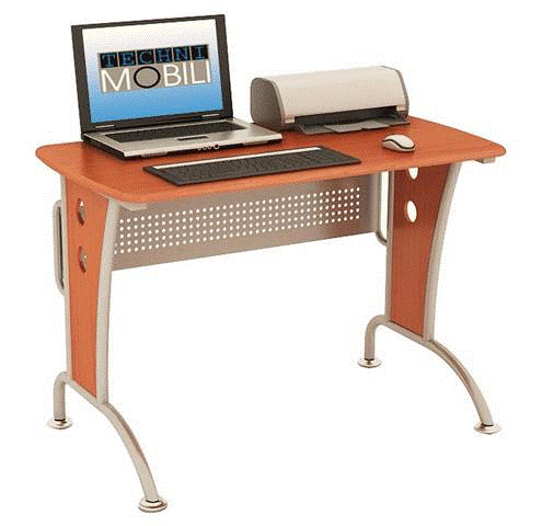 Computer Desk With Cpu Caddy - Dark Honey