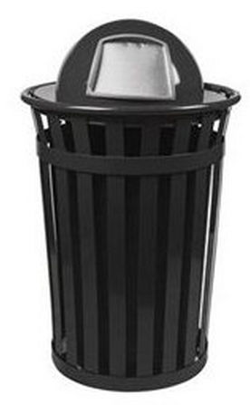 M5001-dt-slv Oakley Slatted Metal Waste Receptacle With Dome Top - Silvadillo