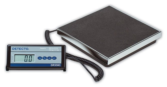 Cardinal Scale-detecto Dr550c 12 In. X 12 In. Platform Digital Receiving Scale 550 Lb X .2lb- 250 Kg X .1 Kg With Mat Ac Adapter Included