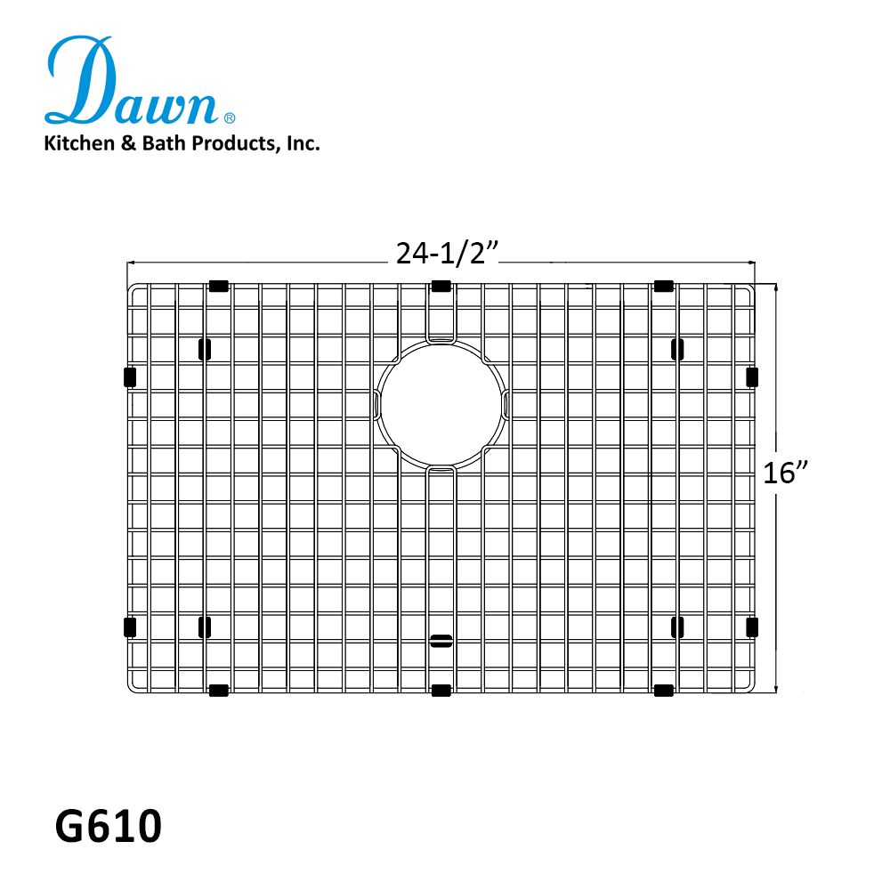 Dawn Kitchen & Bath G610 Stainless Steel Bottom Grid For Sru251610