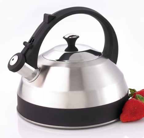 77041 Steppes 2.8 Qt Whistling Stainless Steel With Black Band/handle/knob Tea Kettle