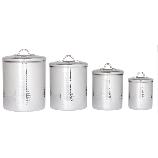 4 Pc. S-s Hammered Canister Set With Fresh Seal Covers 4 2 1.5 1qt