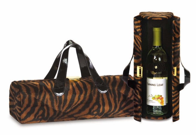 Psm-112bt Carlotta Clutch Wine Bottle Tote - Brown Tiger