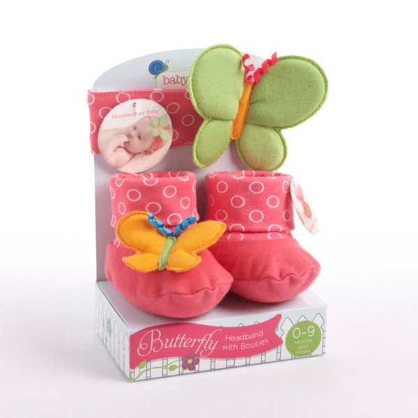Baby Aspen BA15021HP Butterfly Headband with Booties Gift Set