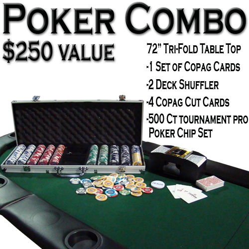 Acp-0048 Texas Hold Em Poker Combo Pack With 72 In. Tri-fold Table Top
