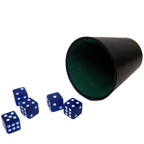 Acc-0026 5 Blue 16mm Dice With Plastic Cup