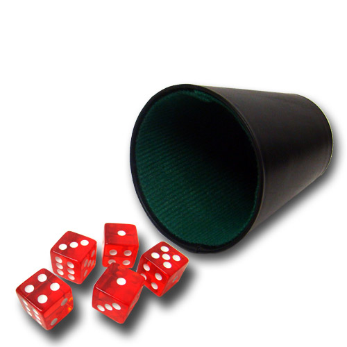 Acc-0035 5 Red 16mm Dice With Plastic Cup