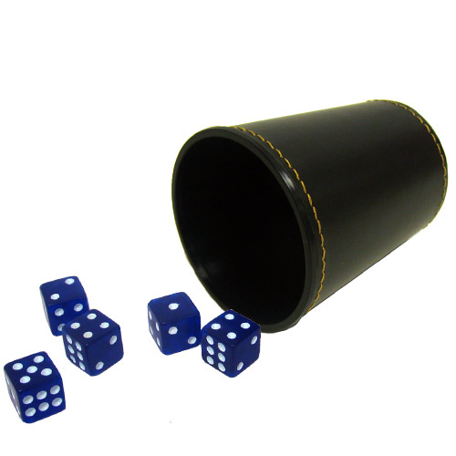Acc-0027 5 Blue 16mm Dice With Synthetic Leather Cup