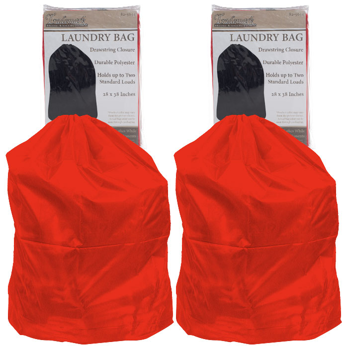 Trademark Poker 82-5044RED-2 Set of 2 Heavy Duty Jumbo Sized Nylon Laundry Bag - RED