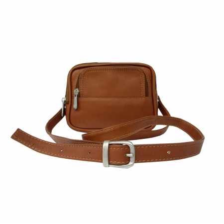Piel Leather 2296 TravelerS Camera Bag- Saddle