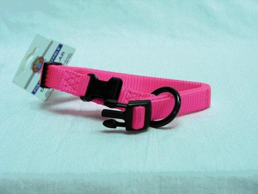 - Adjustable Dog Collar- Hot Pink .63 X 12-18 - Fas 12-18 Hp