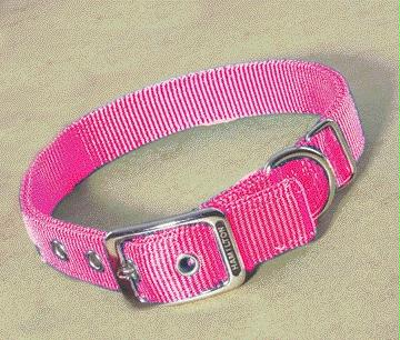 - Double Thick Nylon Dog Collar- Hot Pink 1 X 20 - Dd 20hp