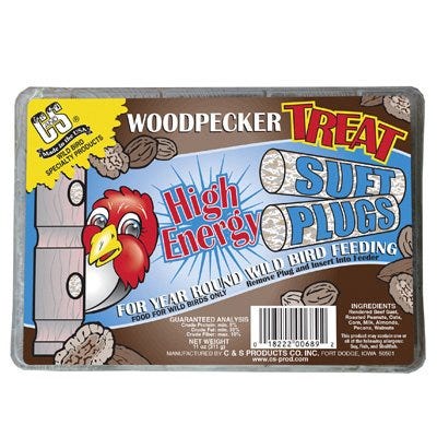 C And S Products Co Inc P - Woodpecker Treat Suet Plugs 12 Ounce - Cs12689