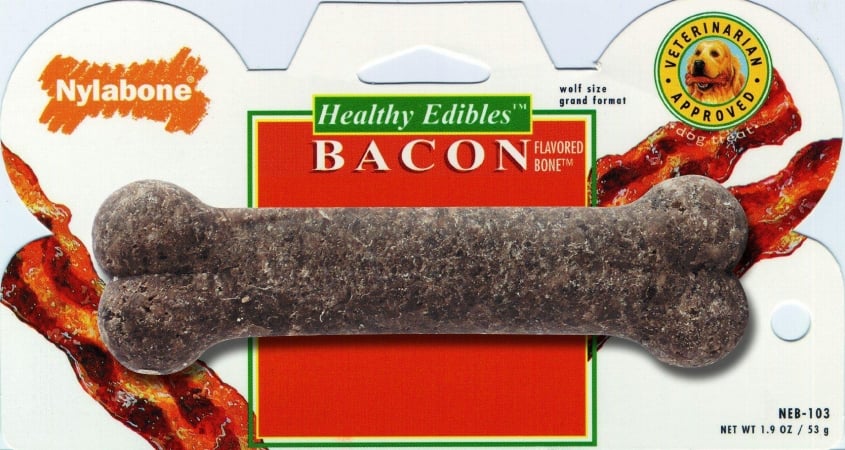 Nylabone Corp - Bones - Healthy Edible- Bacon 2pk Wolf - Neb103tpp