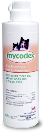 01306-p12 Mycodex 3x Pyrethrins Shampoo 12 Oz