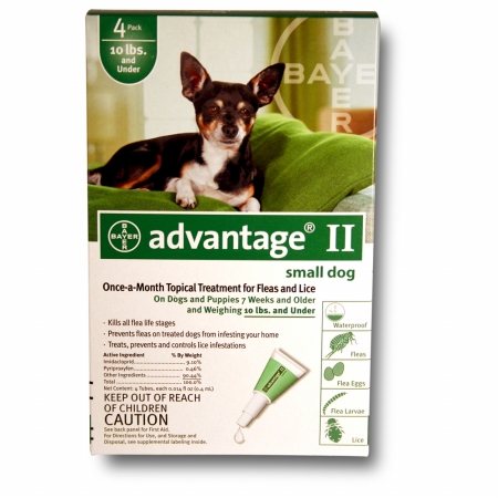 004bay-04461707 Advantage Ii For Small Dogs 0 - 10 Lbs - Green- 4 Months