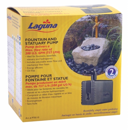 Laguna Water Garden Fountain And Statuary Pump Black 200 Gallonhour PT8110
