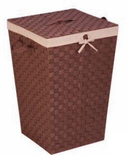 International Woven Strap Hamper With Liner And Lid  Java-brown