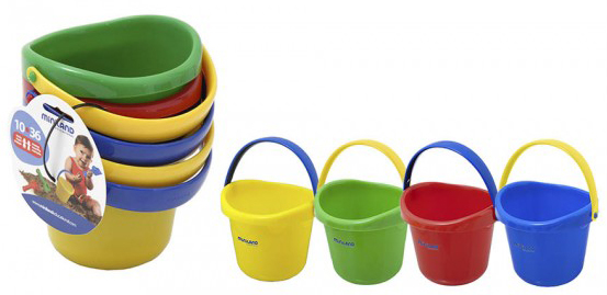 Miniland Educational Corp 29014 Baby Sand Pail 12plus - Set Of 4 Assorted Colors - 4 In.h