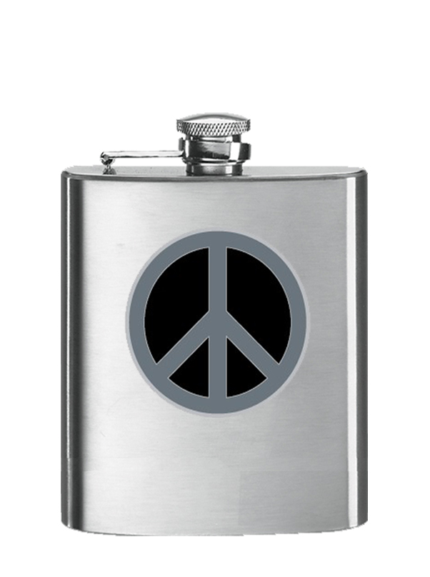 Simran Hf-1049 8 Oz. Matte Stainless Steel Hip Flask - Peace