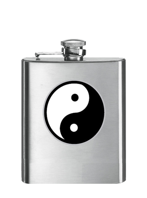 8 Oz. Matte Stainless Steel Hip Flask - Ying Yang