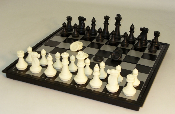 68914 14 In. Magnetic Chess With Checkers By Cnchess