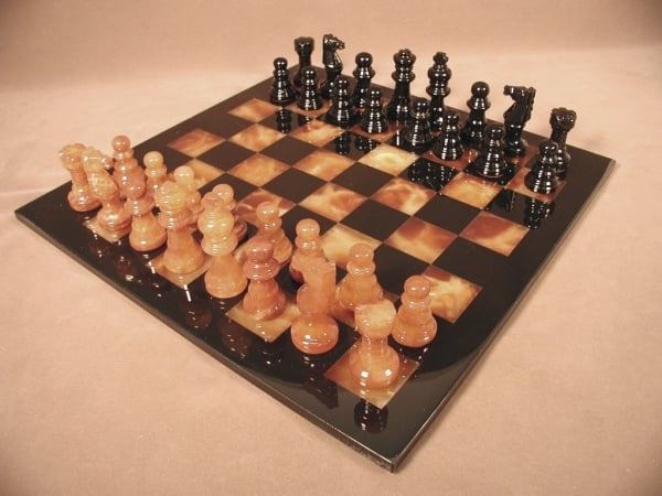 Mf1bb Black And Brown Alabaster Chess Set By Scali