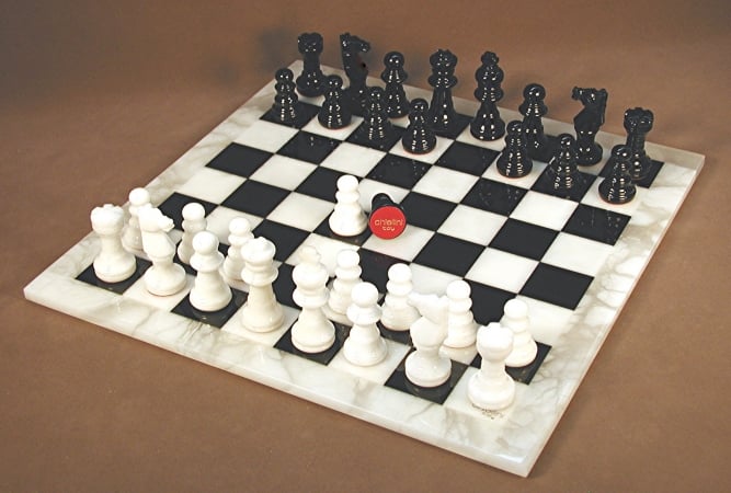 Mf1bk Black And White Alabaster Chess Set By Scali