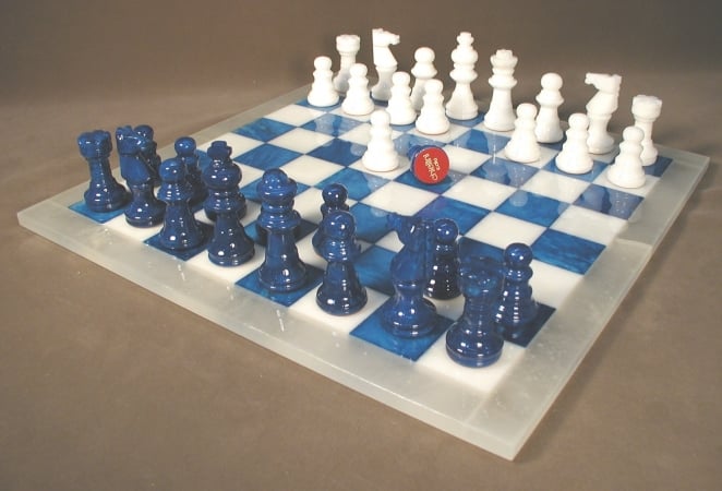 Mf1bl Blue And White Alabaster Chess Set By Scali