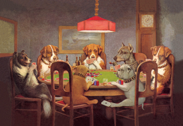 Buy Enlarge 0-587-00000-7c12x18 Passing The Ace Under The Table - Dog Poker- Canvas Size C12x18