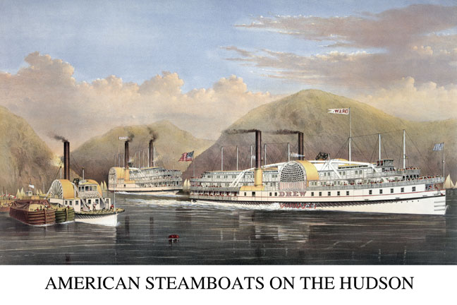 Buy Enlarge 0-587-23194-7c12x18 American Steamboats On The Hudson- Passing The Highlands- Canvas Size C12x18