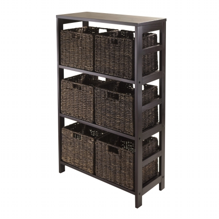 92051 Granville 7pc Storage Shelf With 6 Foldable Baskets Espresso