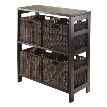92361 Granville 5pc Storage Shelf With 4 Foldable Baskets Espresso
