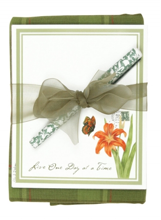 Alices Cottage AC44436 Orange Butterfly Kitchen Towel with Notepad