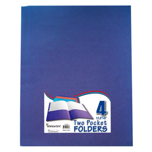 Two Pocket Folders - 4 Pack - Assorted Colors- Case Of 48