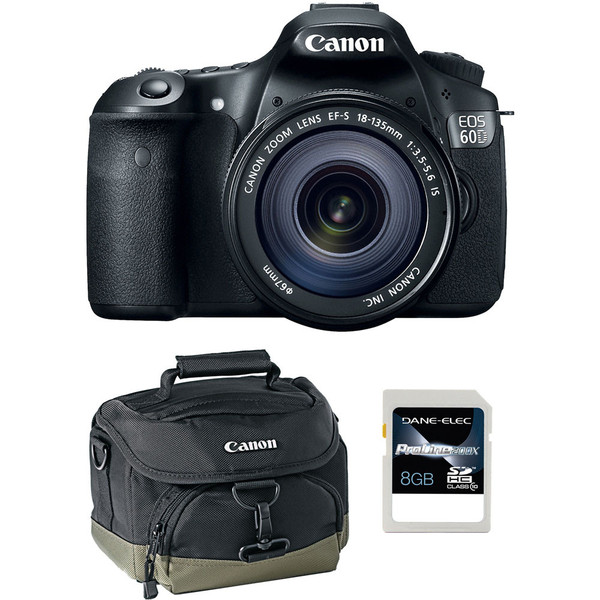 Canon 4460B004-3A-KIT EOS 60D with EF-S 18-135mm with Gadget Bag - 6227A001 - and 8GB SD Card