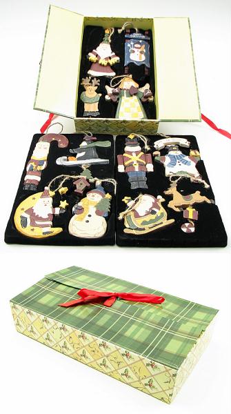 0126-80488 Wooden Christmas Ornament Set Of 12