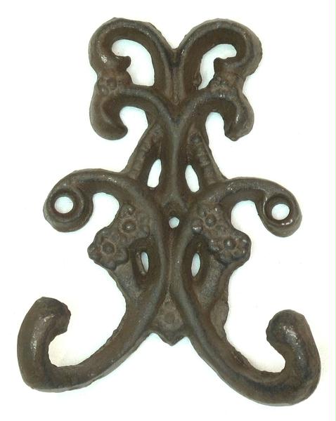 0170s-01556 Set Of 6 Rust Double Floral Hooks