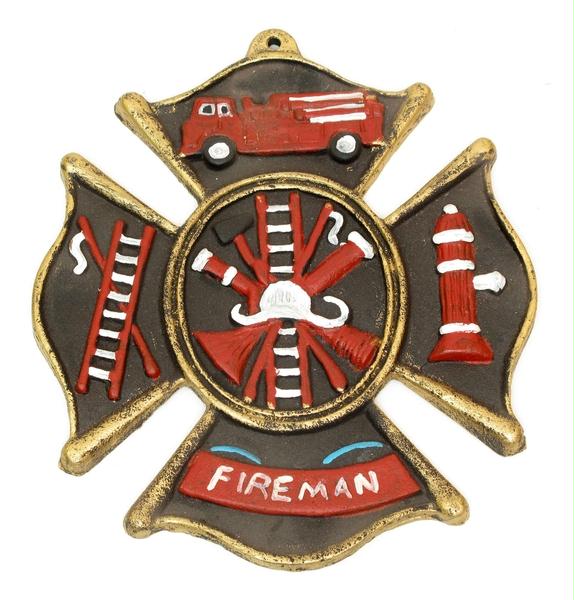 0170s-05207 Fireman Cast Iron Wall Plaque