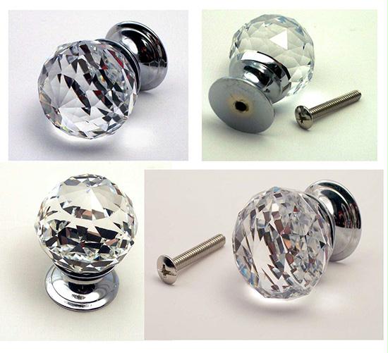 0170s-1130c Large Rounded Crystal Glass Drawer Pull Clear