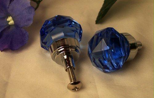 0170s-ho35b Small Cobalt Blue Solid Crystal Glass Drawerdoor Pull