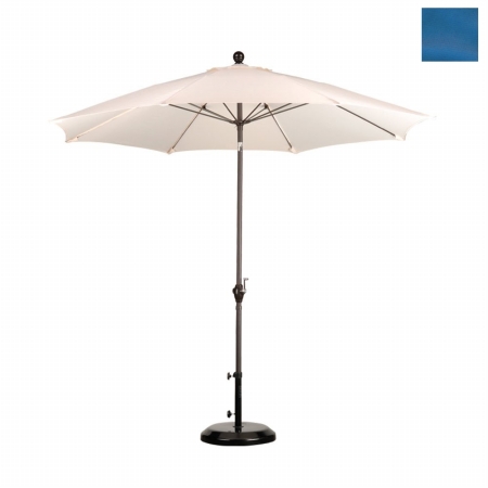 9 Ft. Wr Fiber Market Umbrella Pt Bronze-polyester-pacific Blue