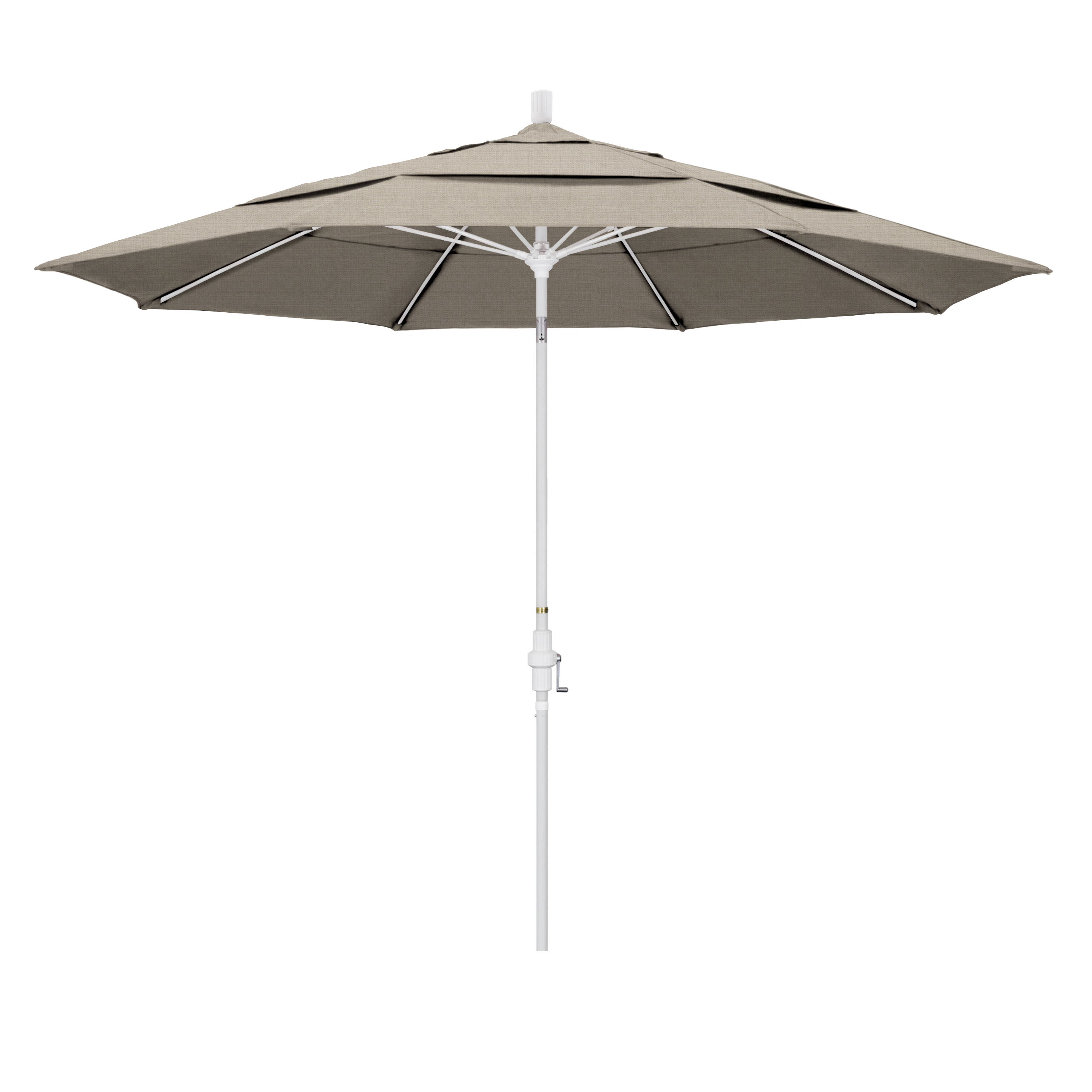 11 Ft. Fiberglass Market Umbrella Collar Tilt Dv Matted White-olefin-woven Granite