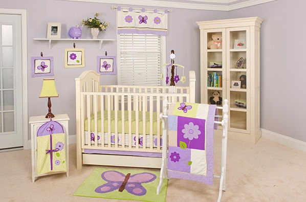 Pam Grace Creations BDNB-LAV Lavender Butterfly 10 Piece Crib Set - purple