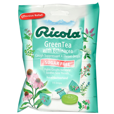 0654731 Sugar Free Green Tea Cough Drops With Echinacea - 19 Drops