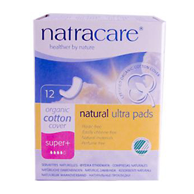 0334904 Natural Ultra Pads Organic Cotton Cover Super Plus 12 Pads - 12 Pack