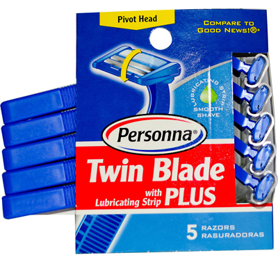0320879 Disposable Razors With Lubricating Strip - Twin Blade Plus - 5 Pack